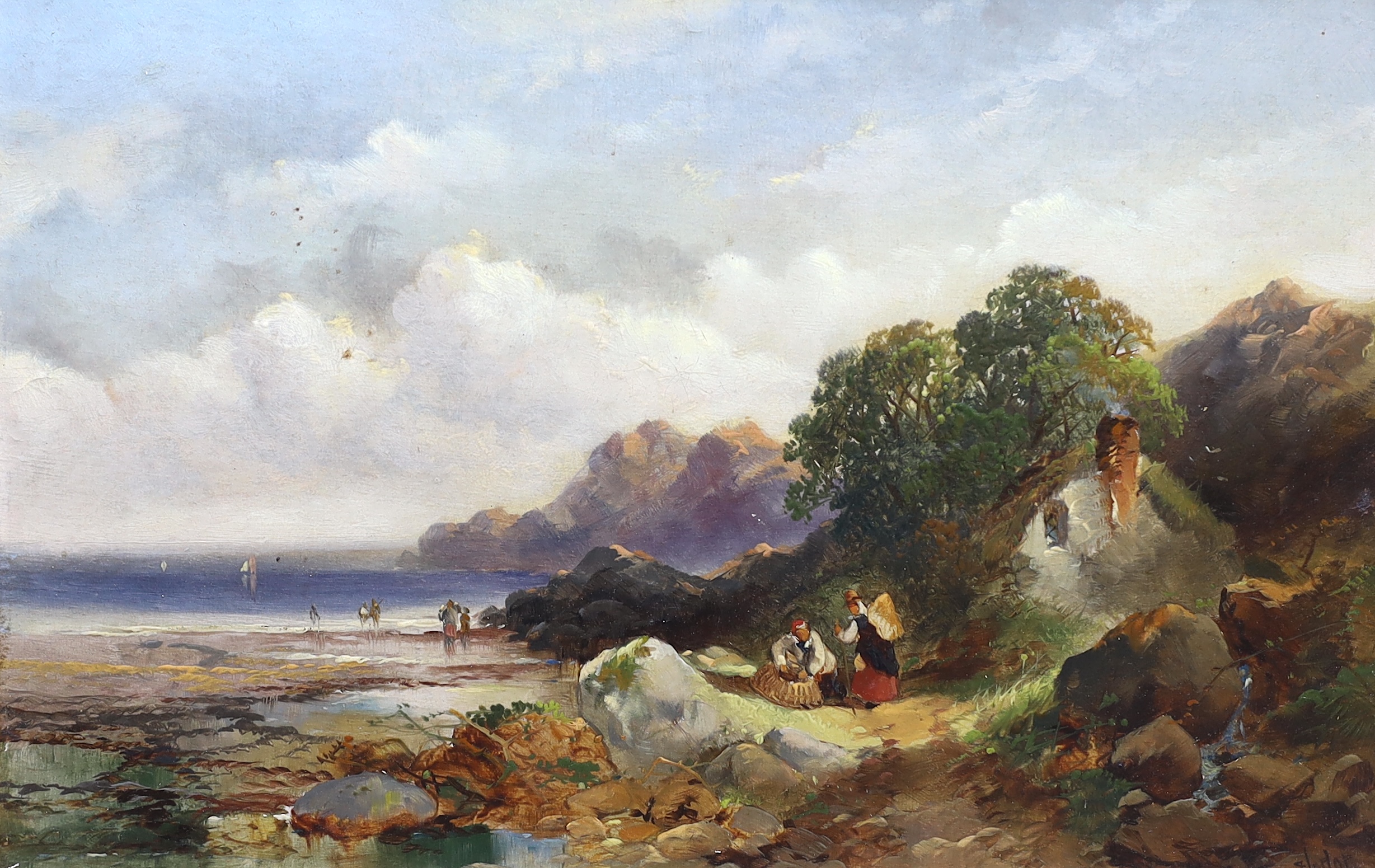 Joseph Horlor (1809-1887), pair of oils on millboard, Views of Clovelly, North Devon, signed, 20 x 30cm